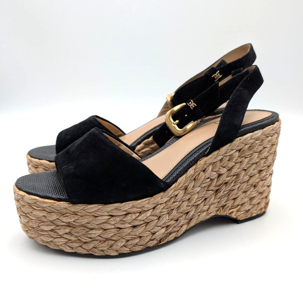 Sam Edelman April Platform Wedge Sandals Women's Black Size US10.5M EU41.5